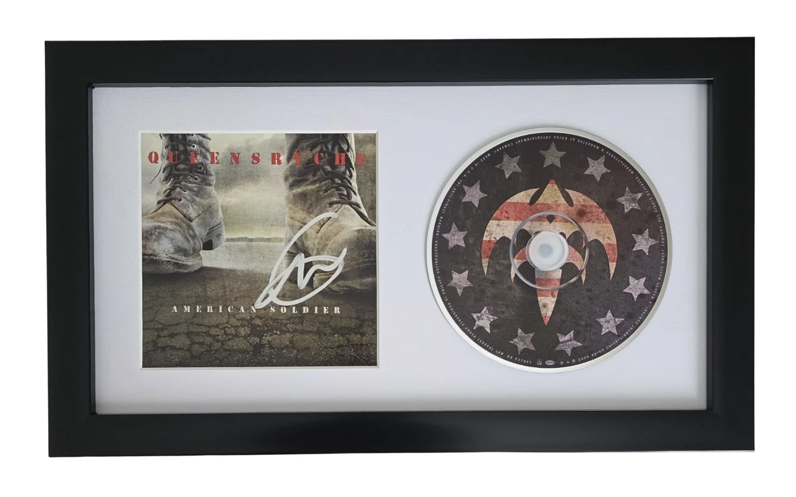 Geoff Tate Signed Queensryche American Soldier CD Framed COA Proof Autographed, image 2