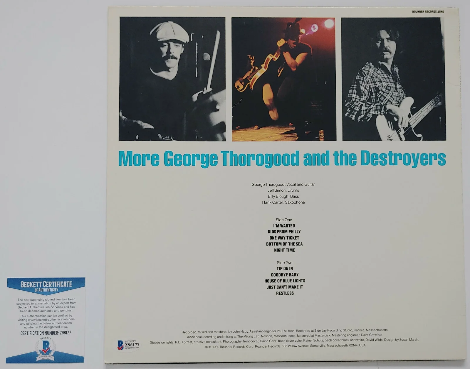 George Thorogood autographed More album vinyl record COA exact Proof Beckett BAS, image 4