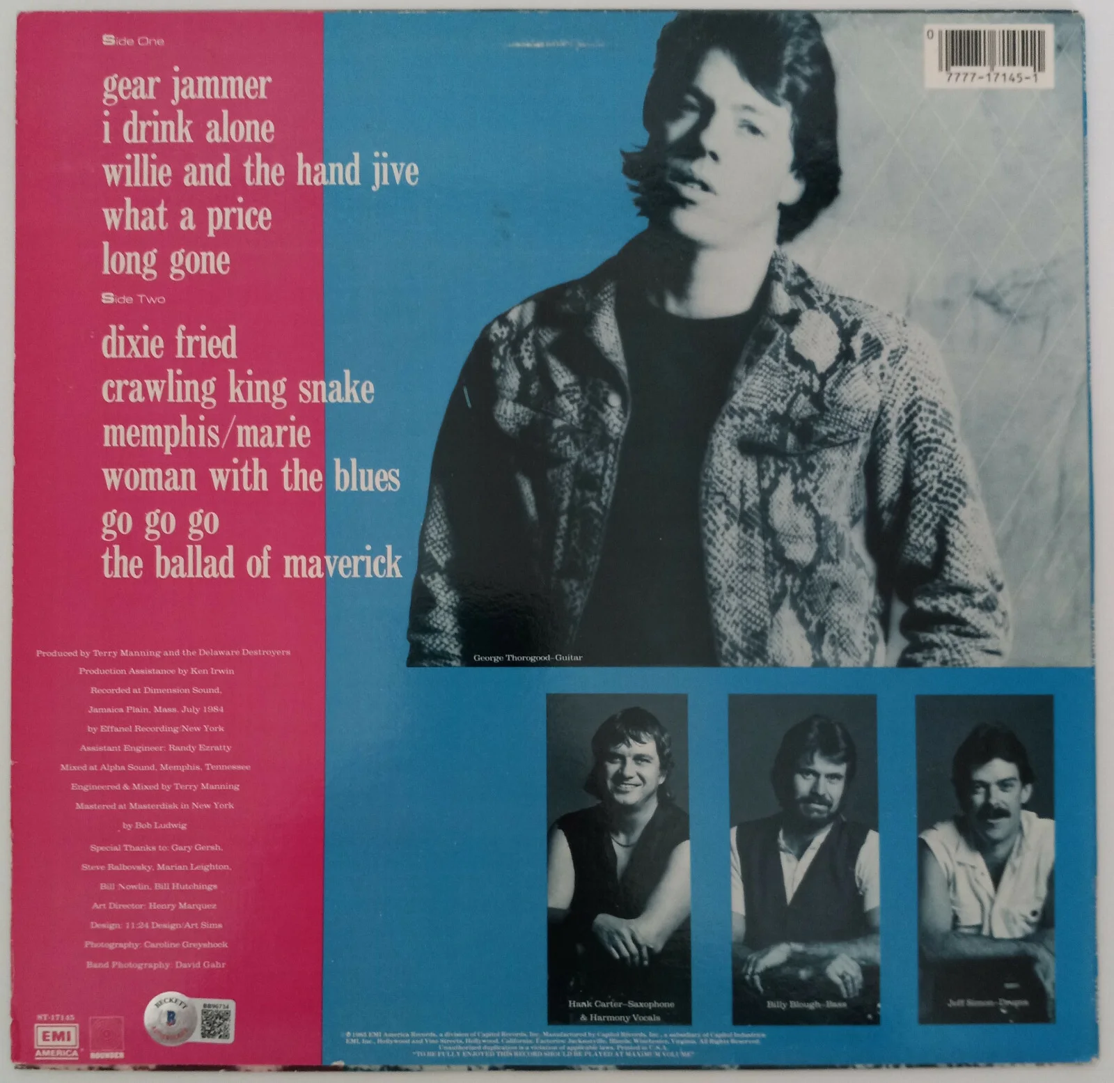 George Thorogood signed autographed Maverick album vinyl record proof Beckett, image 4