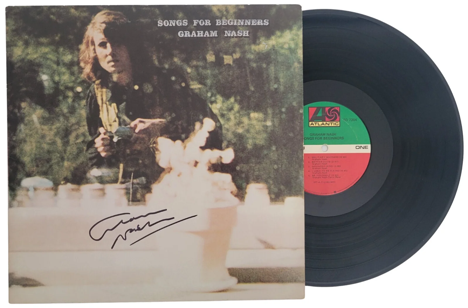 Graham Nash Signed Songs For Beginners Album Vinyl Record COA Proof autographed, image 2
