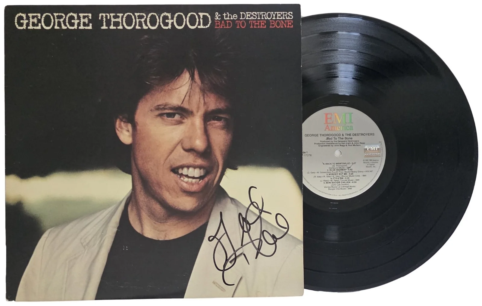 George Thorogood Signed Bad to the Bone Album COA Proof Autographed Vinyl Record, image 2