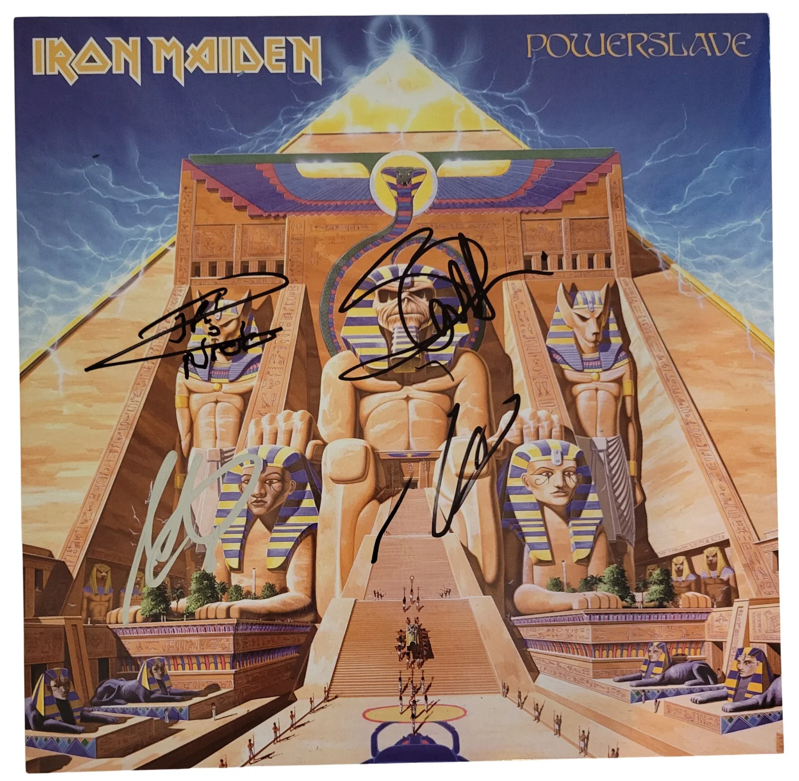 Iron Maiden Signed Powerslave Album COA JSA Exact Proof Autographed Vinyl Record, image 3