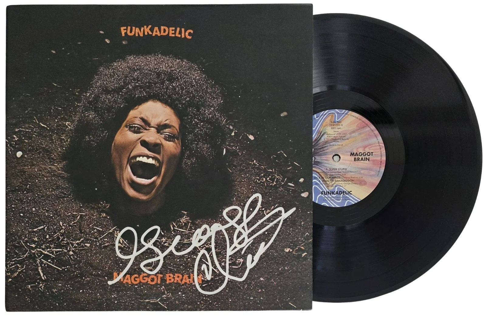 George Clinton Signed Funkadelic Maggot Brain Album COA Proof Autographed Vinyl, image 2