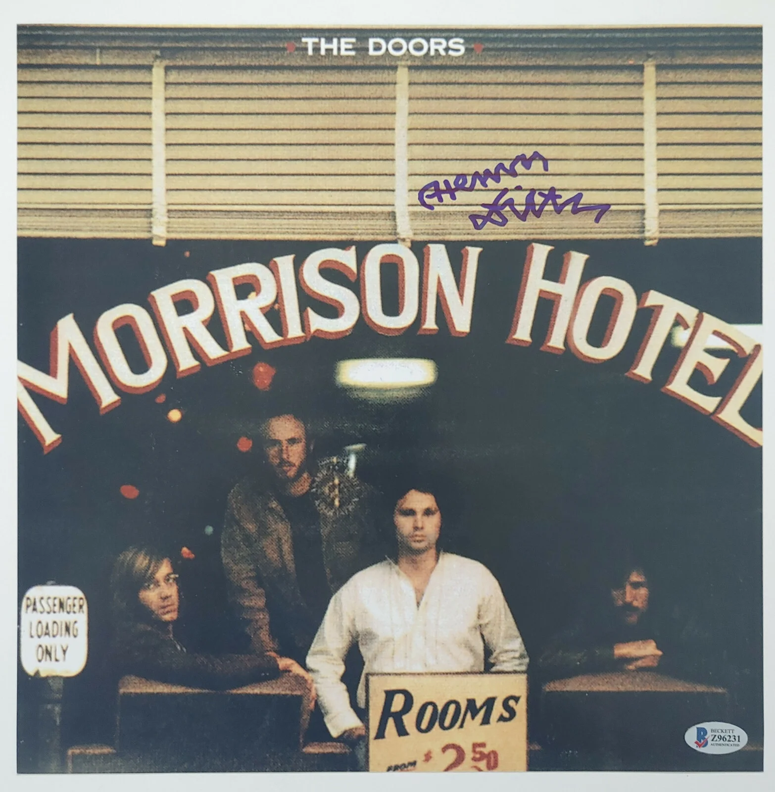 Henry Diltz signed 12x12 The Doors Morrison Hotel photo COA exact Proof Beckett, изображение 2