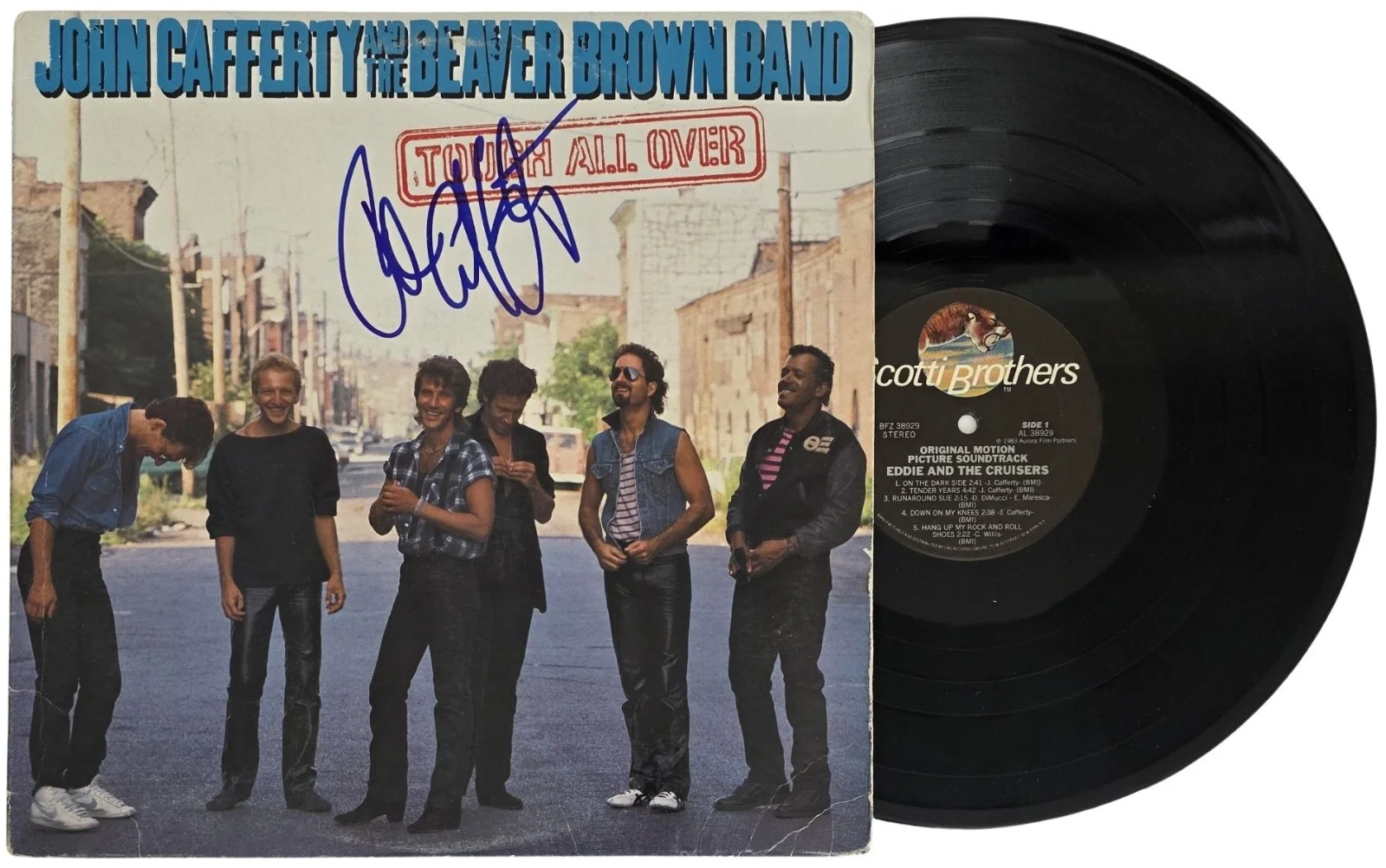 John Cafferty Signed Tough All Over Album COA Proof Autographed Vinyl Record, изображение 2
