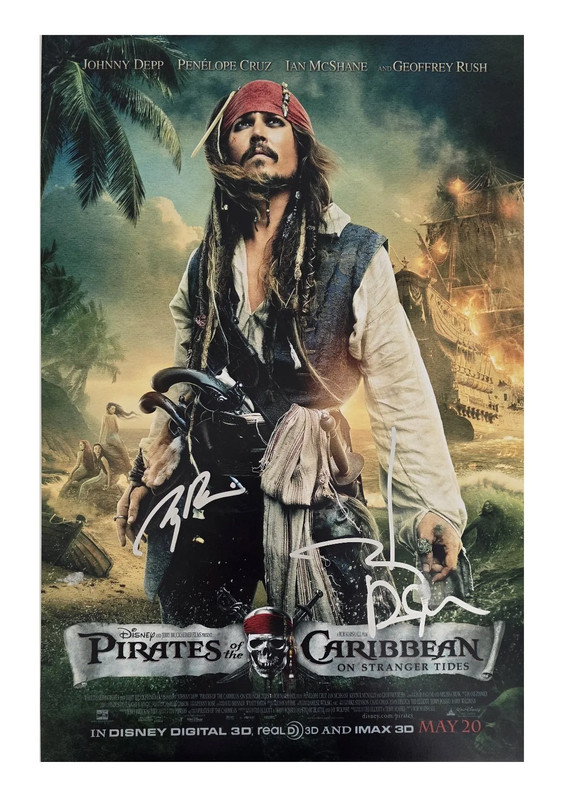 Johnny Depp, Jerry Bruckheimer — Johnny Depp Signed Pirates of the Caribbean 12x18 Photo COA Proof Autographed., изображение 2