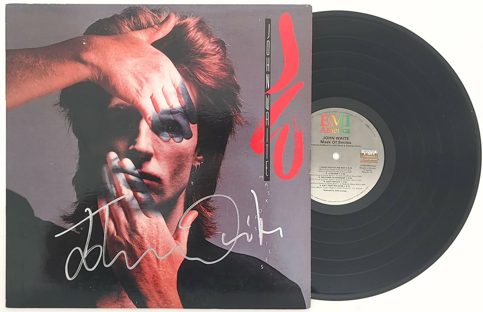 John Waite signed autographed Mask of Smiles album vinyl record proof Beckett, изображение 2