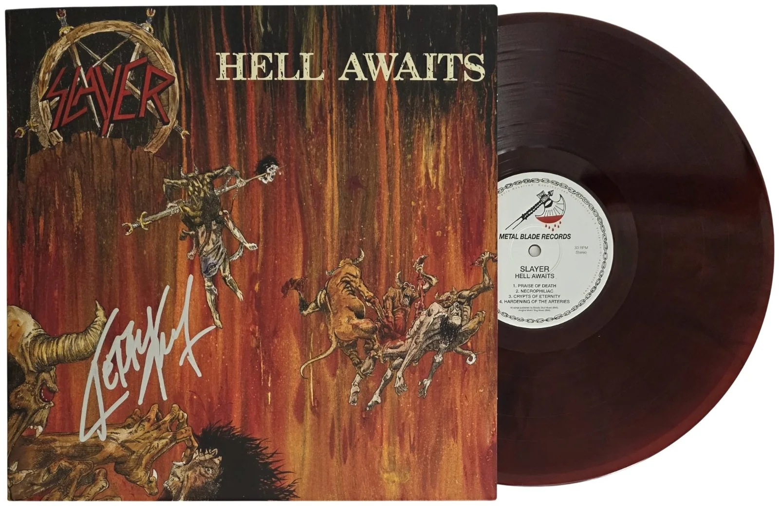 Kerry King Signed Slayer Hell Awaits Album COA Proof Autographed Vinyl Record, image 2