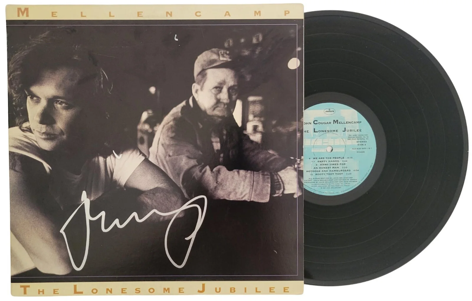 John Cougar Mellencamp signed The Lonesome Jubilee album Vinyl COA proof auto, изображение 2