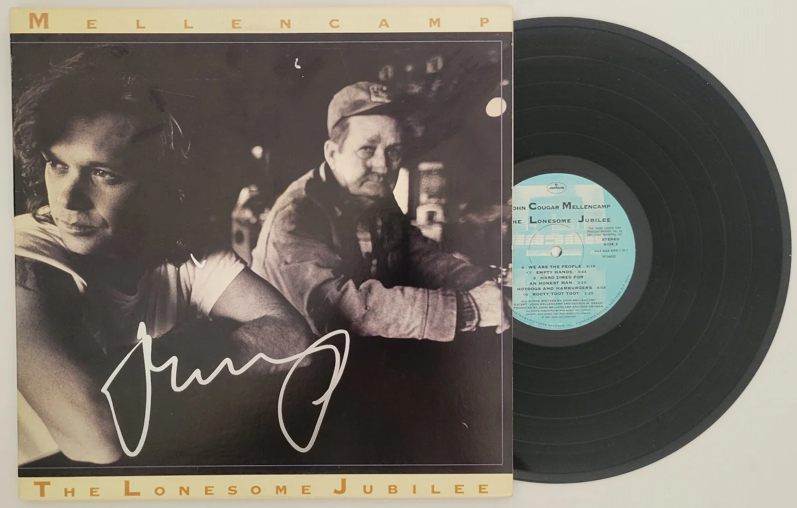 John Cougar Mellencamp signed The Lonesome Jubilee album Vinyl COA proof auto, изображение 4