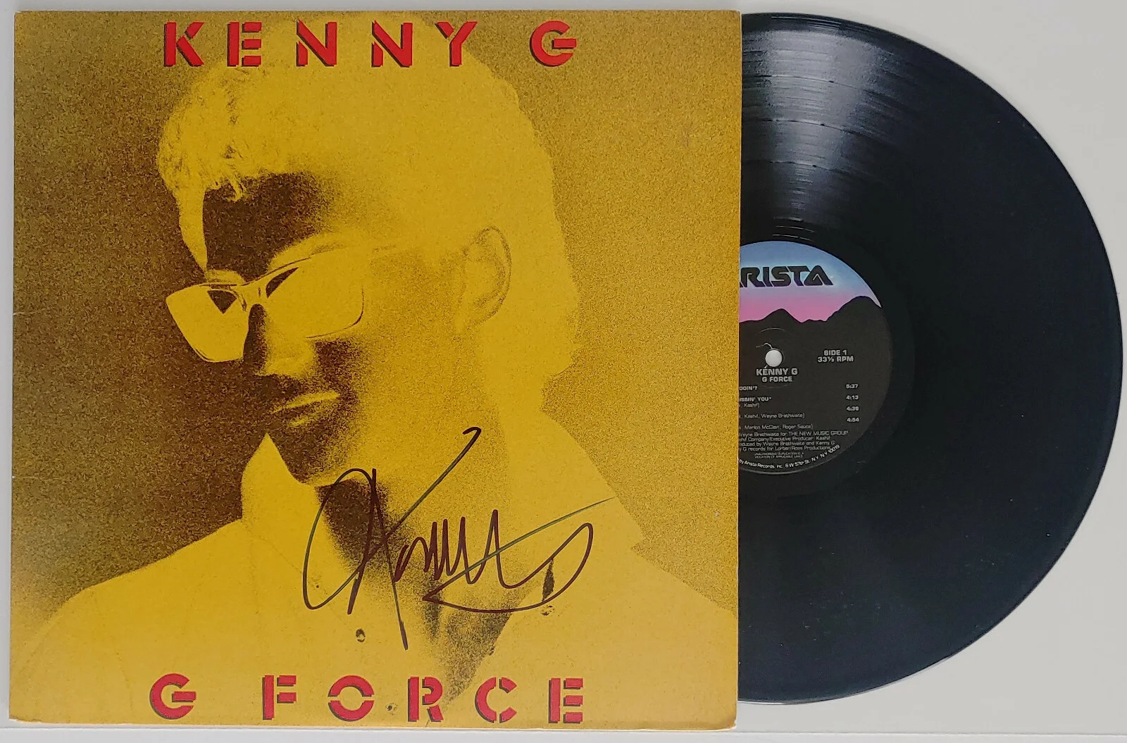 Kenny G Saxophonist signed autographed G Force album vinyl proof Beckett COA, image 3