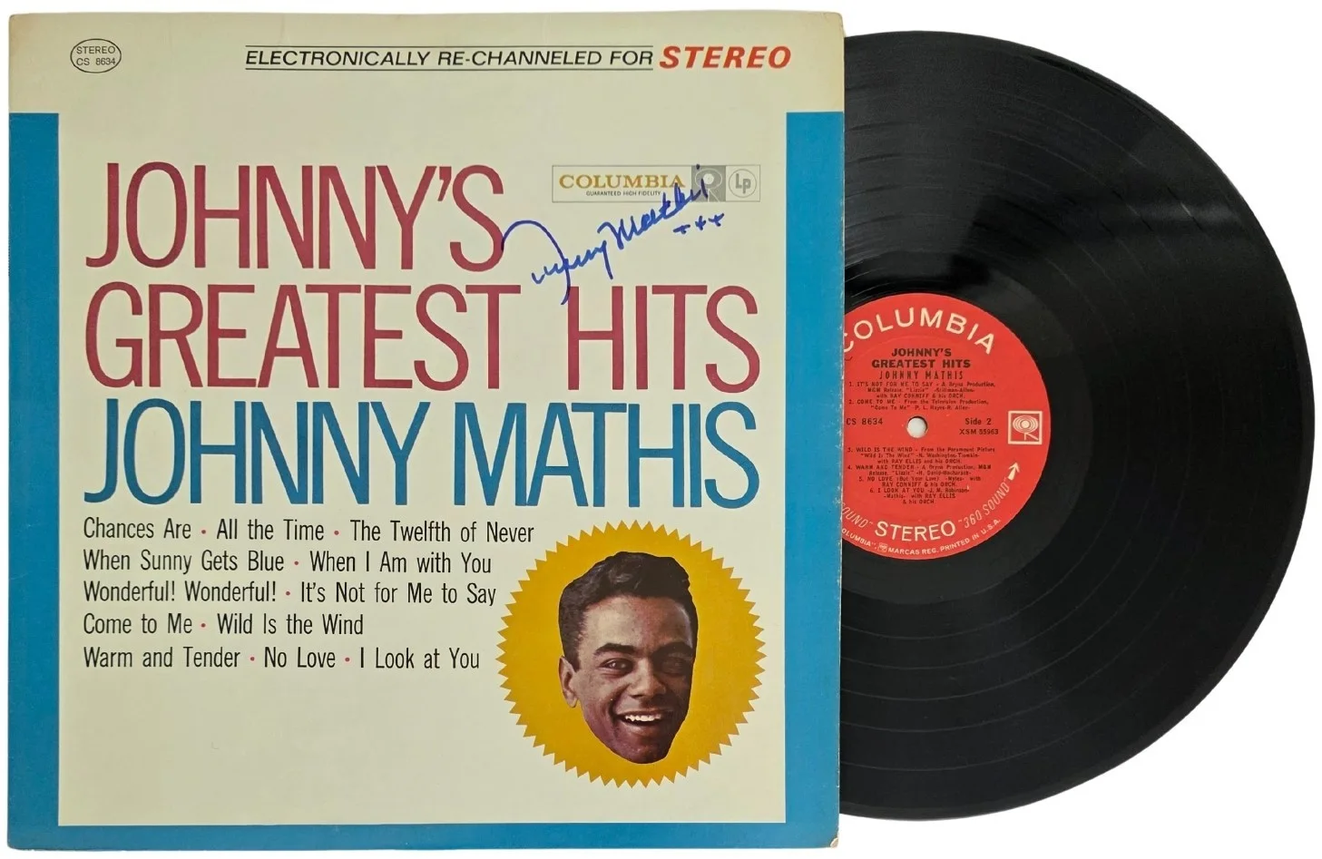 Johnny Mathis signed Greatest Hits album, vinyl COA exact proof autographed, image 2