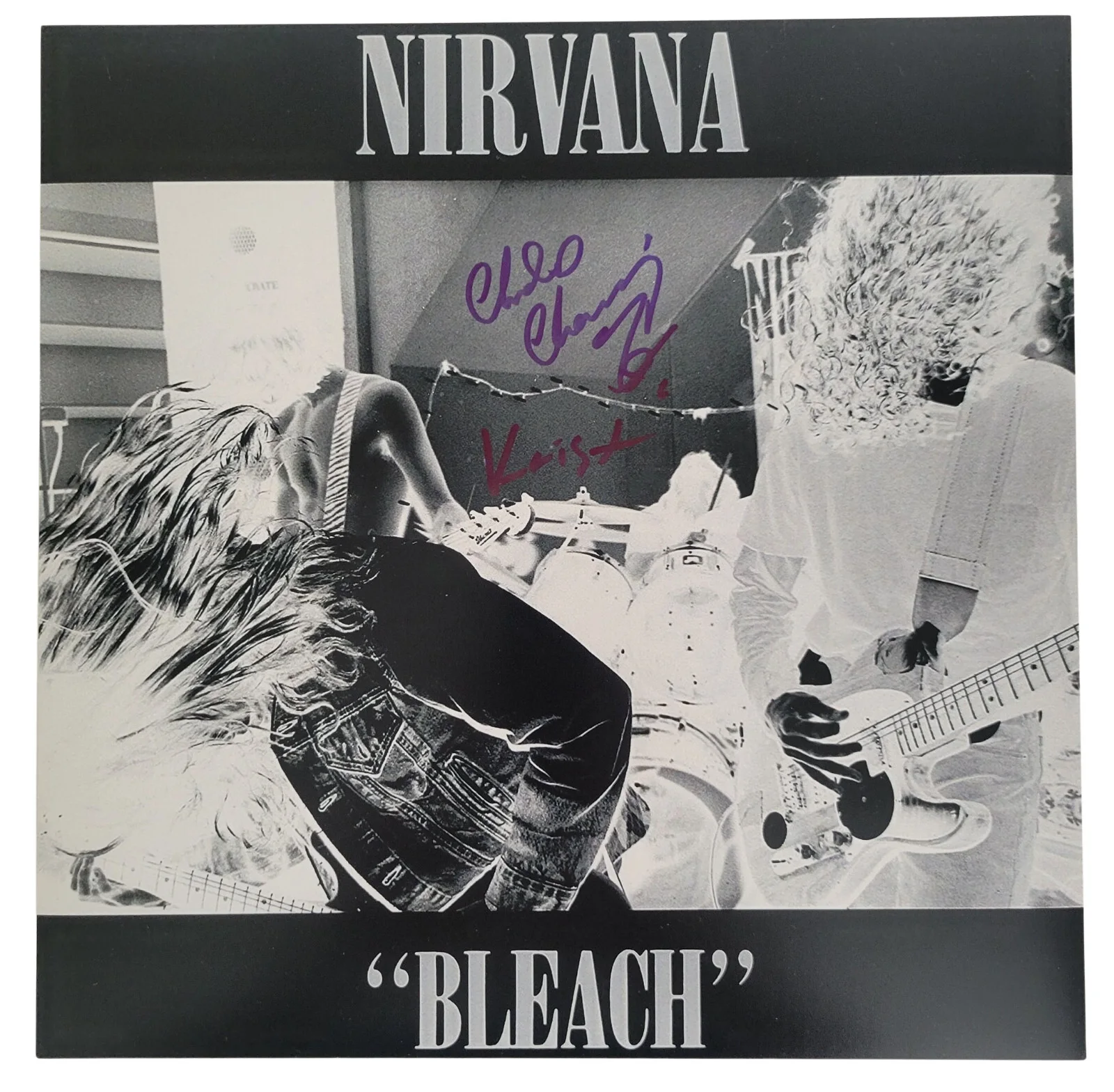 Krist Novoselic signed Nirvana Bleach 12x12 album photo COA proof Chad Channing., изображение 2