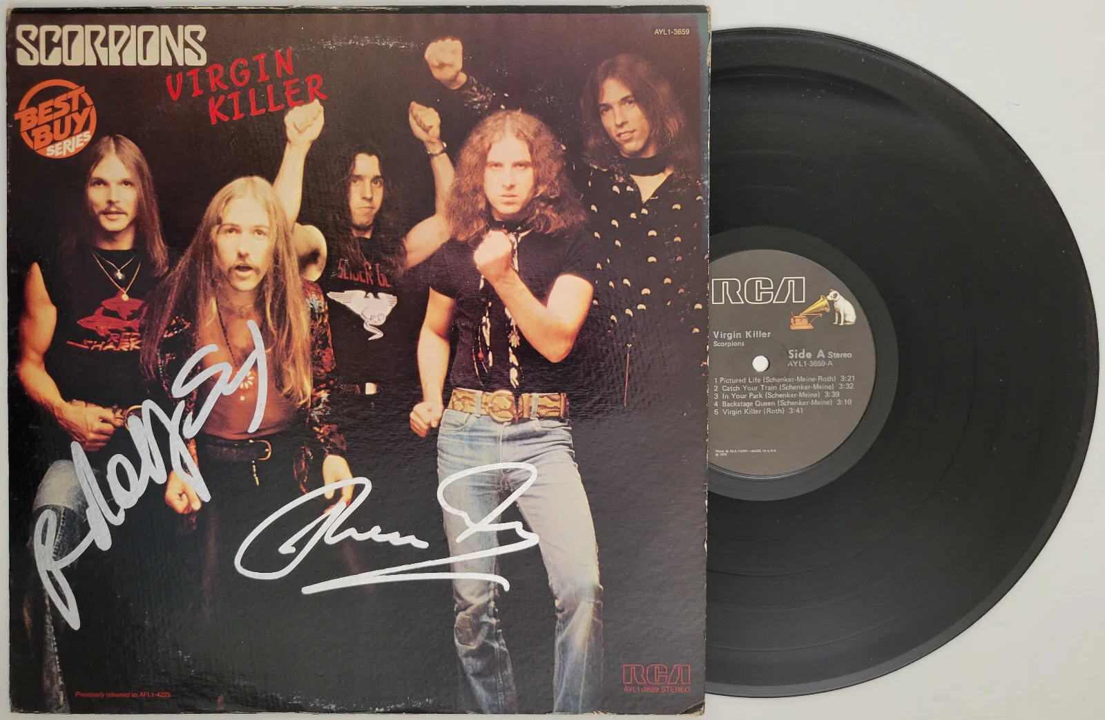 Klaus Meine Rudolf Schenker signed Scorpions Virgin Killer album COA exact proof, изображение 2