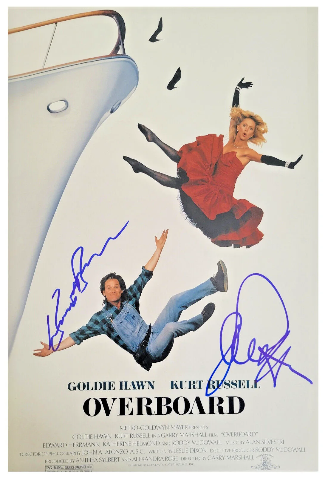 Kurt Russell Goldie Hawn — Kurt Russell Goldie Hawn Signed Overboard 12x18 Poster COA Proof autograph Photo, изображение 2
