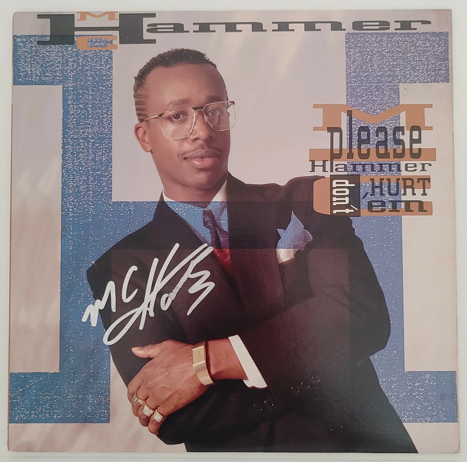 MC Hammer signed Please Hammer Don't Hurt 'Em album vinyl proof Beckett COA, изображение 2