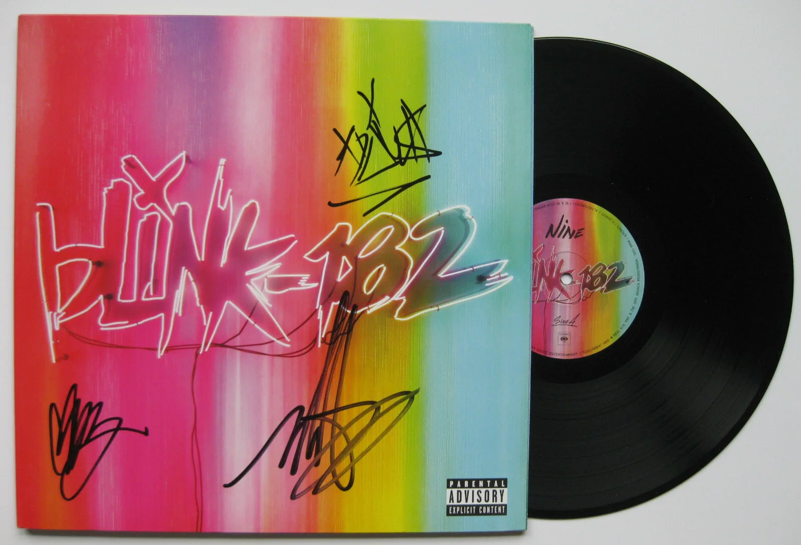 Mark Hoppus Travis Barker Matt Skiba signed Blink 182 Nine album proof Beckett, изображение 2
