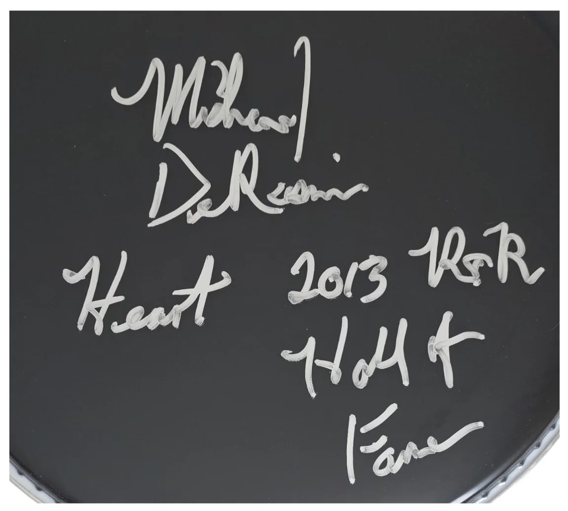 Michael Derosier Heart HOF Drummer Signed Drumhead COA Exact Proof Autographed, image 3
