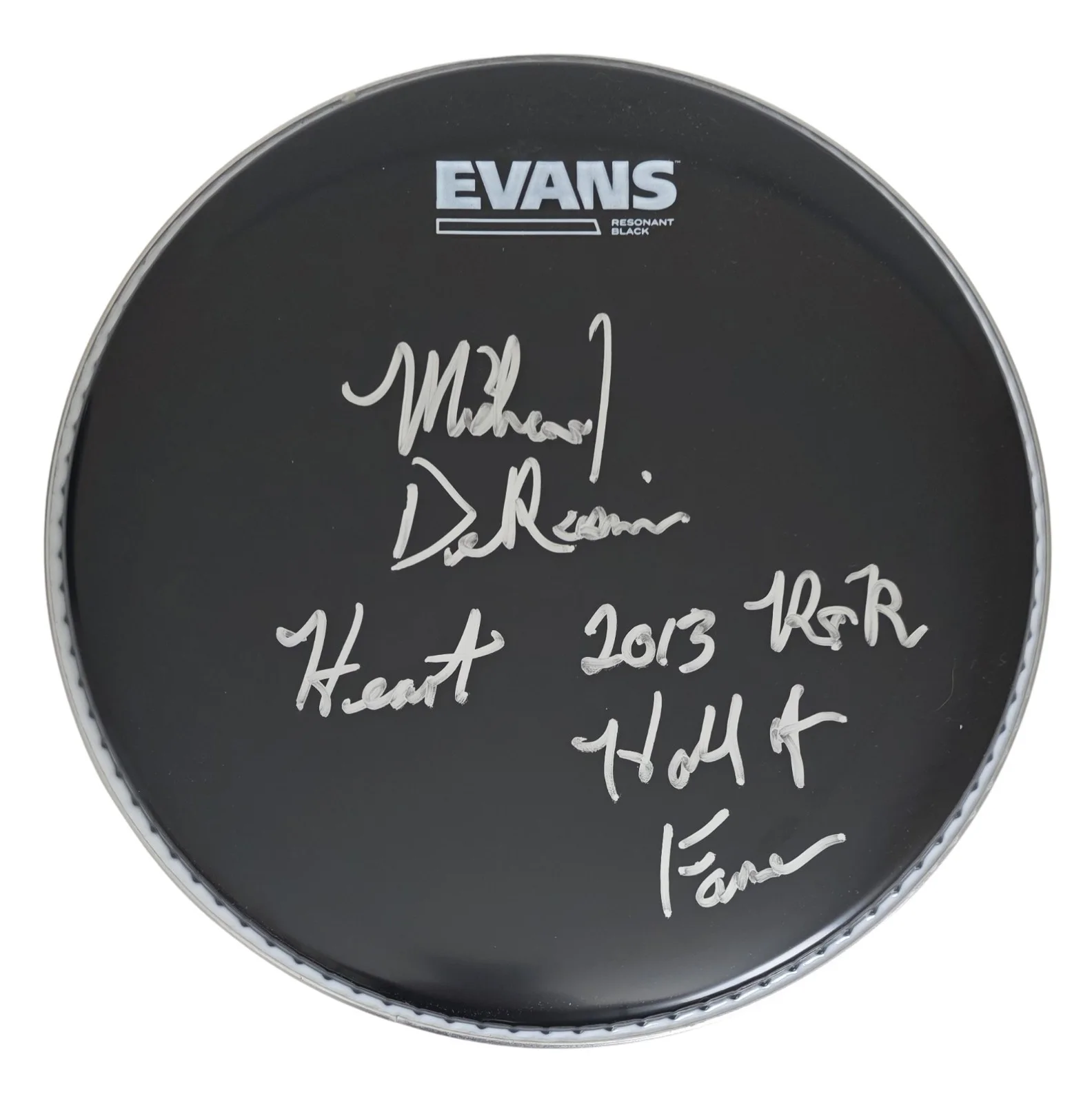 Michael Derosier Heart HOF Drummer Signed Drumhead COA Exact Proof Autographed, image 4