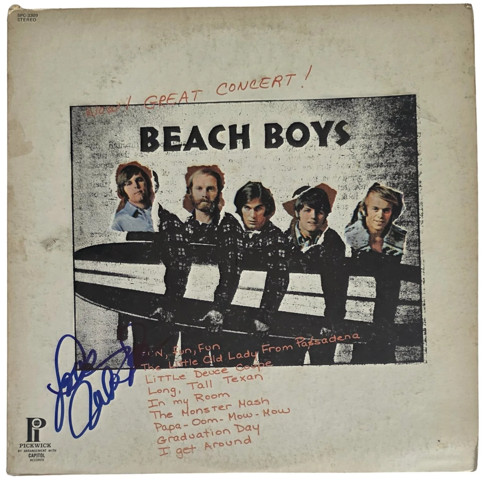 Mike Love Signed Beach Boys Wow Great Concert Album COA Proof Autographed Vinyl, image 3