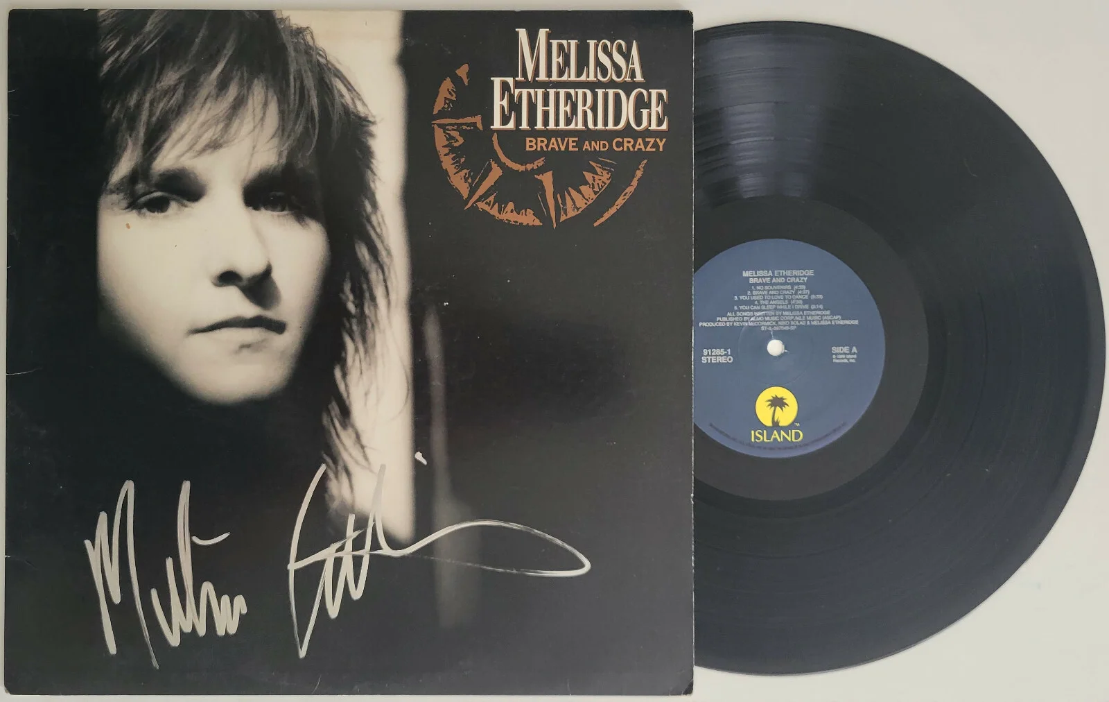 Melissa Etheridge signed Brave and Crazy album COA proof autograph vinyl record, image 2