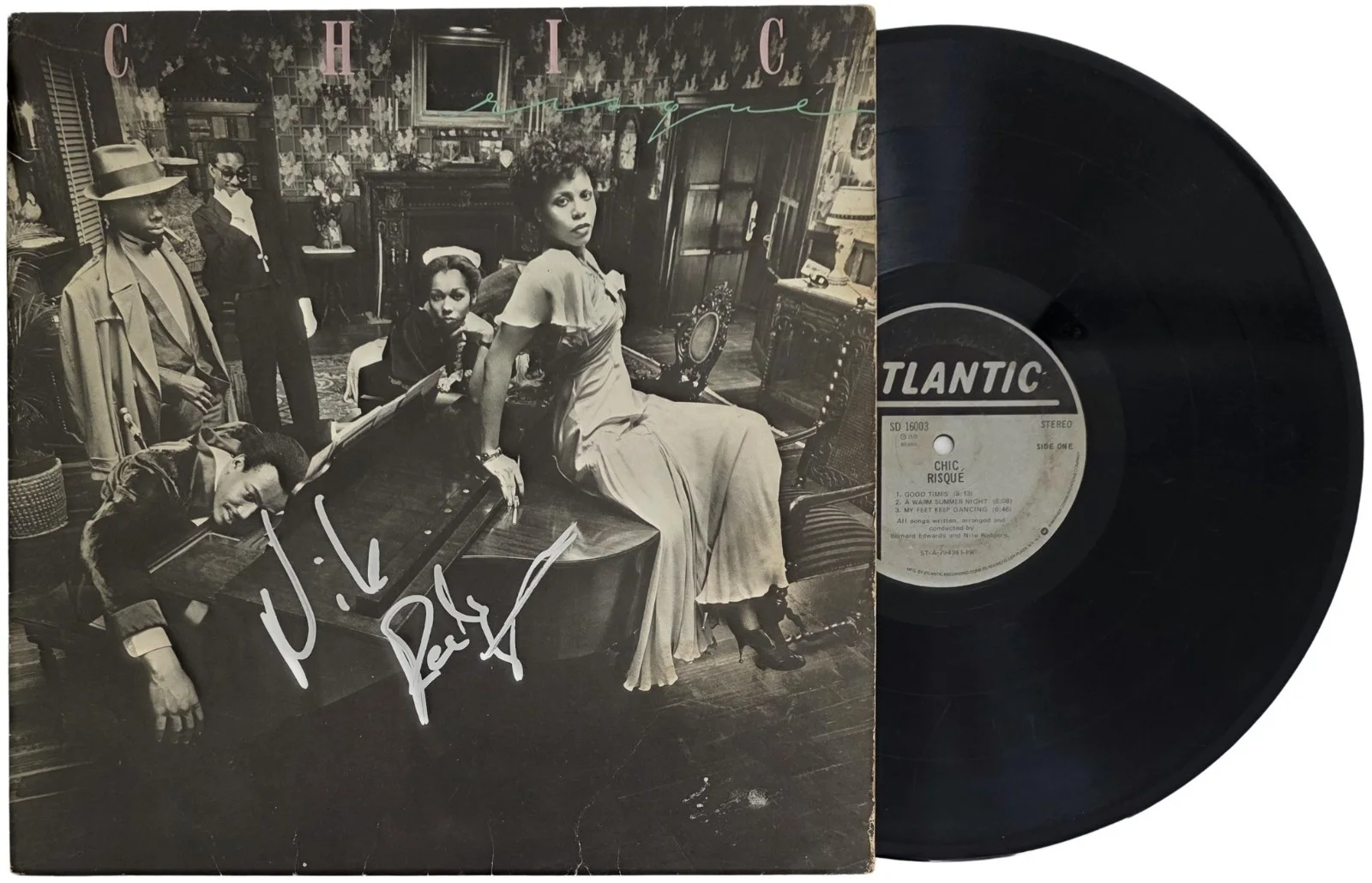 Nile Rodgers Signed Chic Risque Album COA Exact Proof Autographed Vinyl Record, изображение 2
