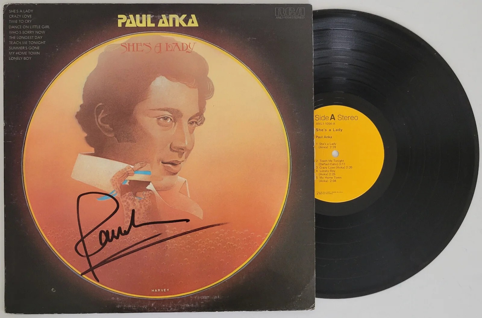 Paul Anka signed Shes a Lady album vinyl record COA exact proof autographed, image 2
