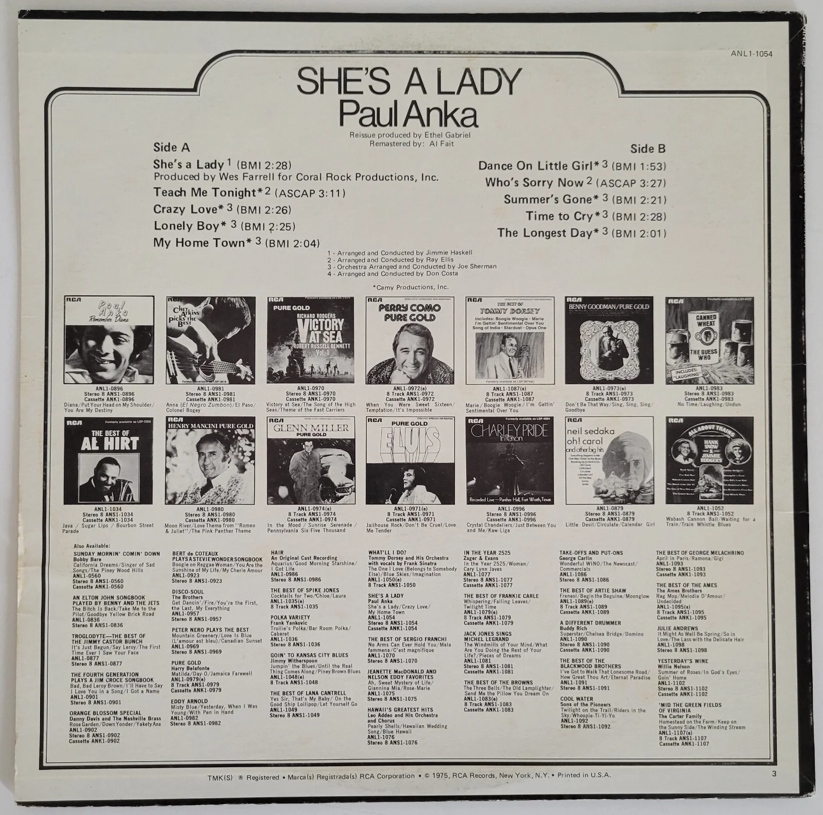Paul Anka signed Shes a Lady album vinyl record COA exact proof autographed, image 4