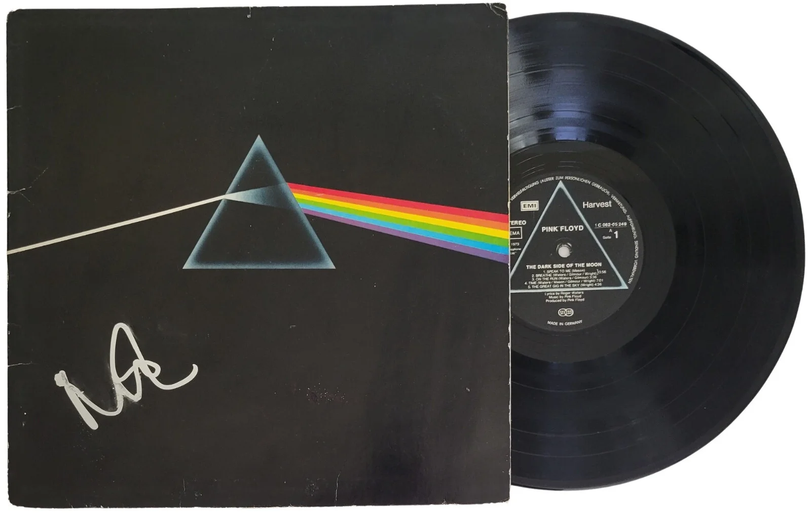 Nick Mason Signed Pink Floyd Dark Side of the Moon Album Proof Beckett COA Vinyl, изображение 2