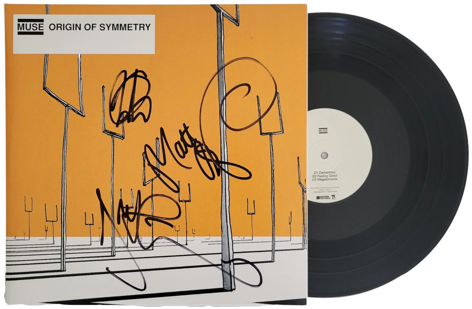 Muse signed Origin of Symmetry album vinyl COA proof Matt Bellamy,Chris,Dominic, изображение 2