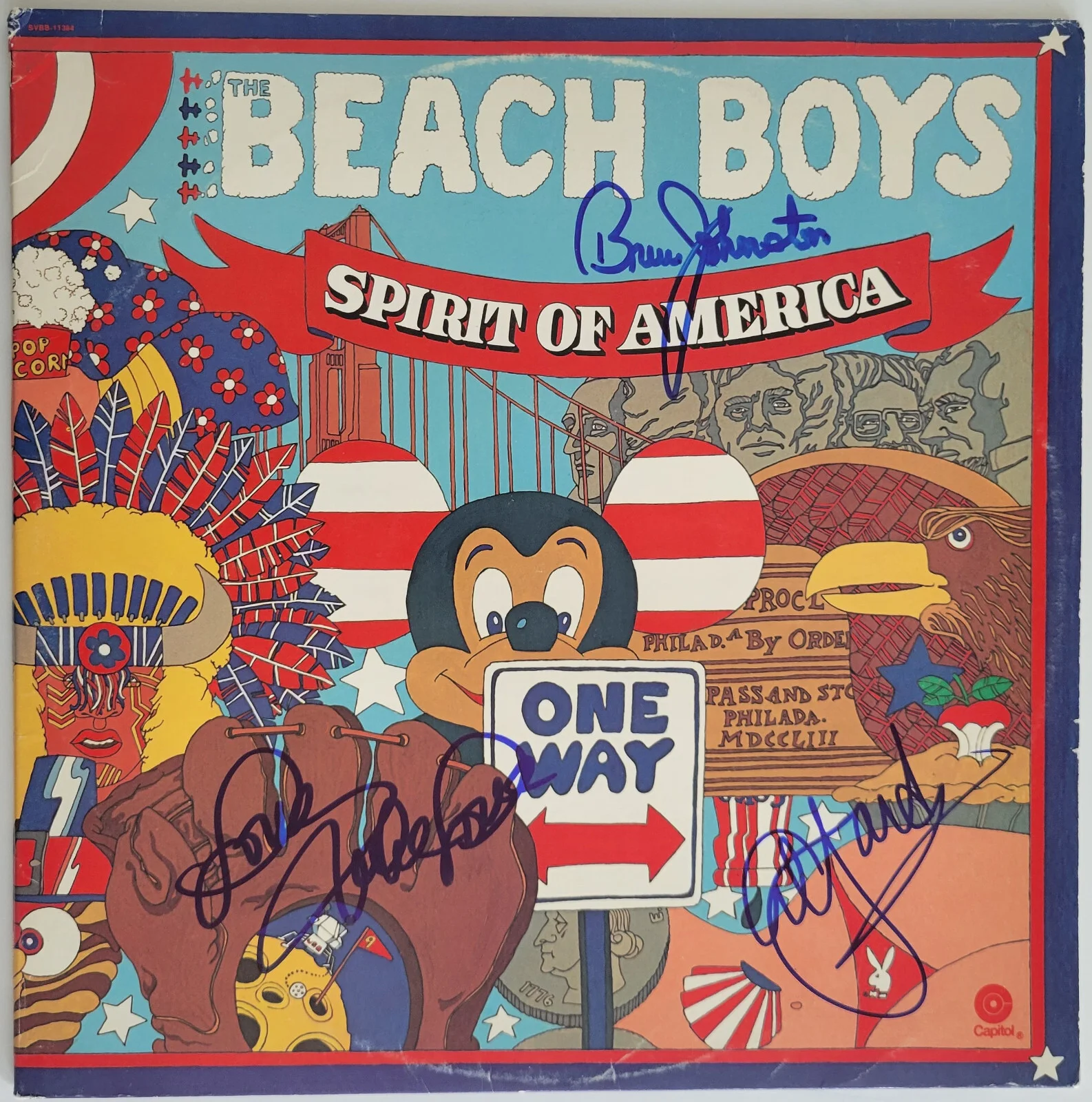 Mike Love Al Jardin Johnston signed Beach Boys Spirit of America album Proof COA, изображение 3