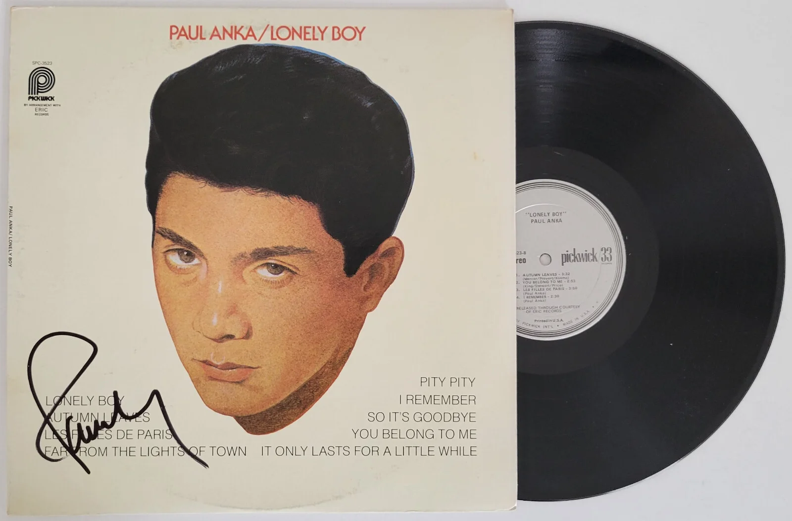 Paul Anka signed Lonely Boy album vinyl record COA exact proof autographed, image 2