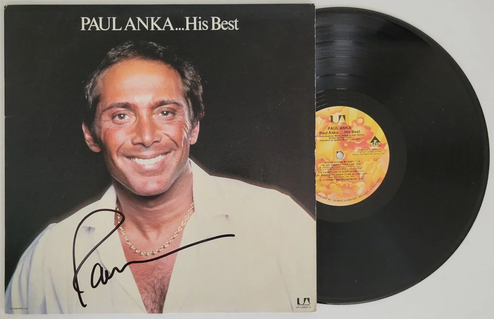 Paul Anka signed His Best album vinyl record COA exact proof autographed, image 2