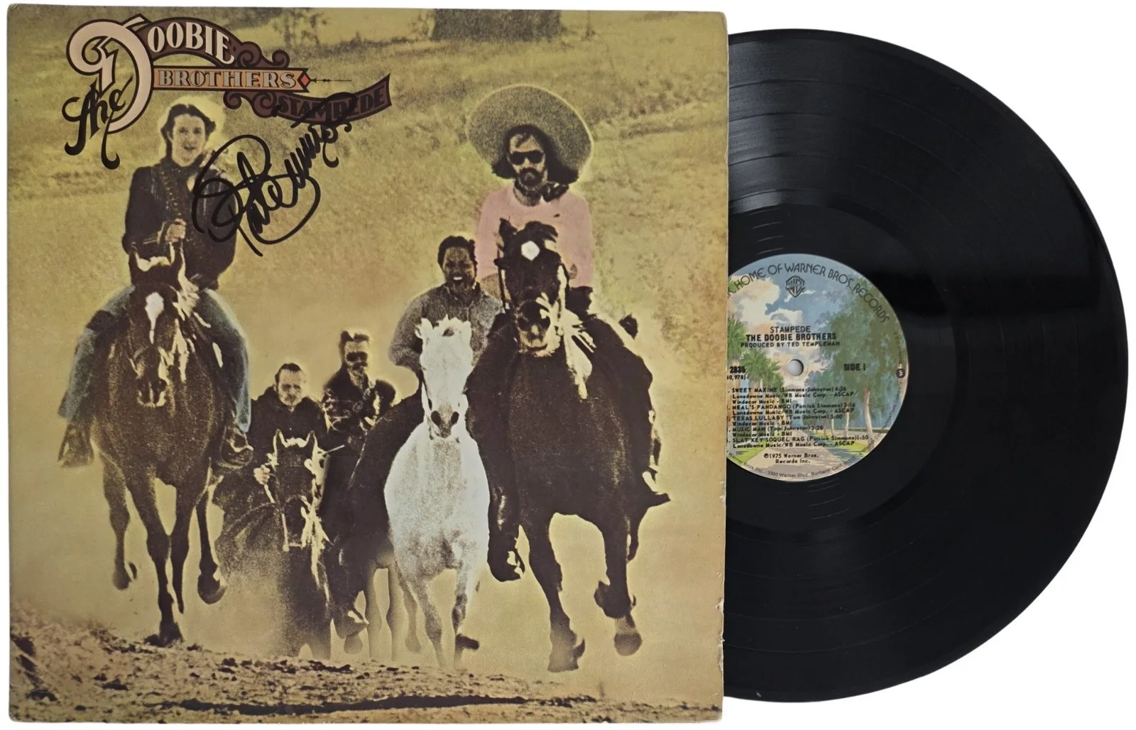 Patrick Simmons Signed Doobie Brothers Stampede Album COA Proof Autograph Vinyl, изображение 2