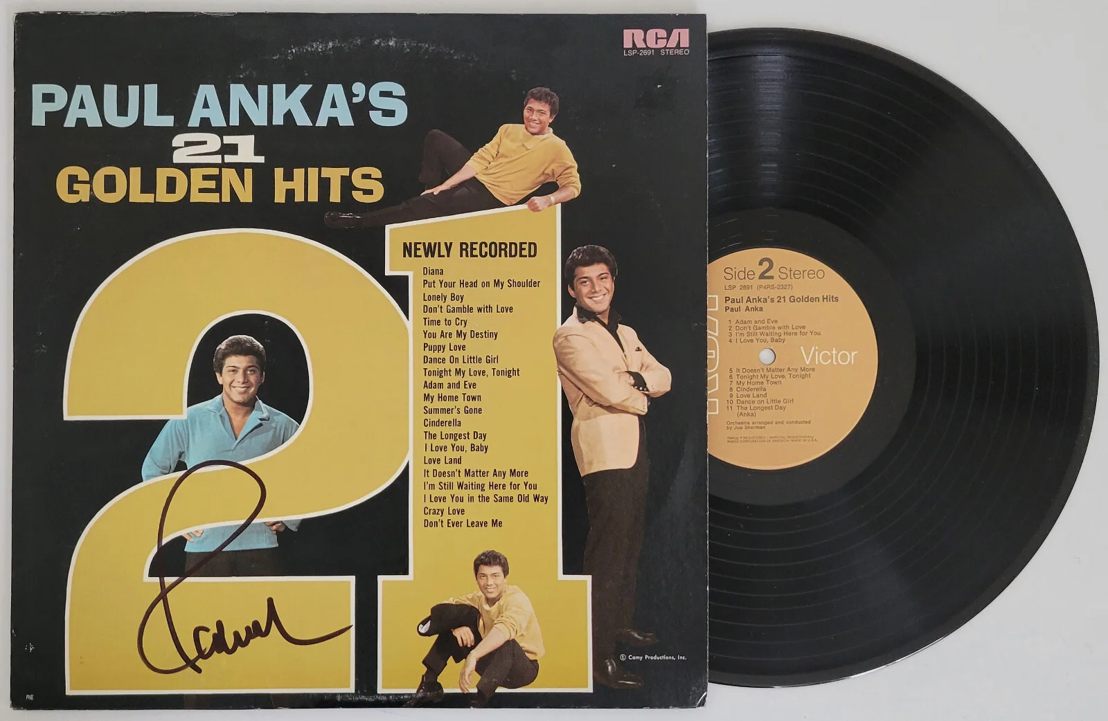 Paul Anka signed 21 Golden Hits album vinyl record COA exact proof autographed, изображение 2