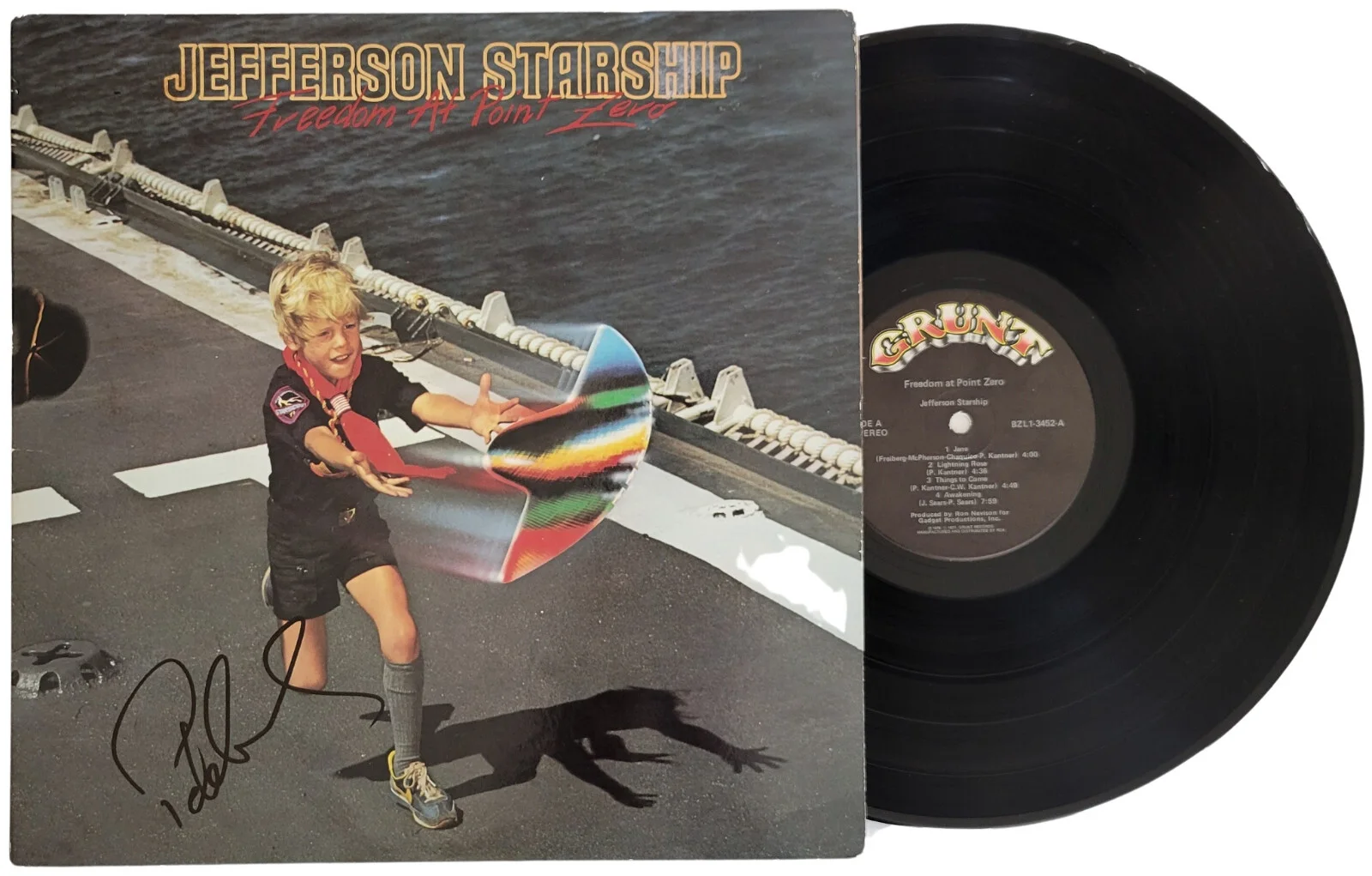 Pete Sears Signed Jefferson Starship Freedom at Point Zero Album Vinyl COA Proof, image 2