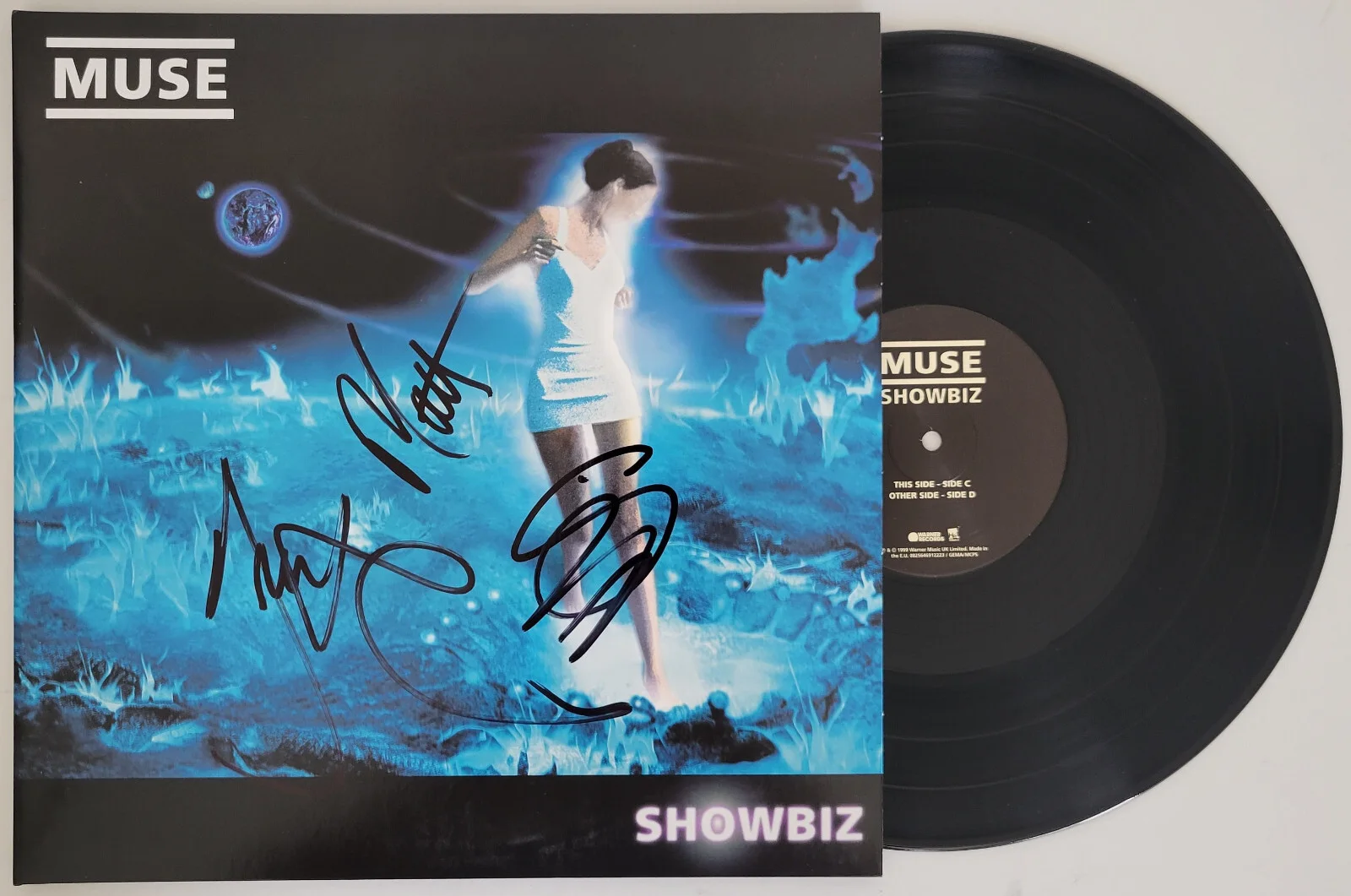 Muse signed Showbiz album vinyl Record COA proof Matt Bellamy, Chris, Dominic, изображение 2