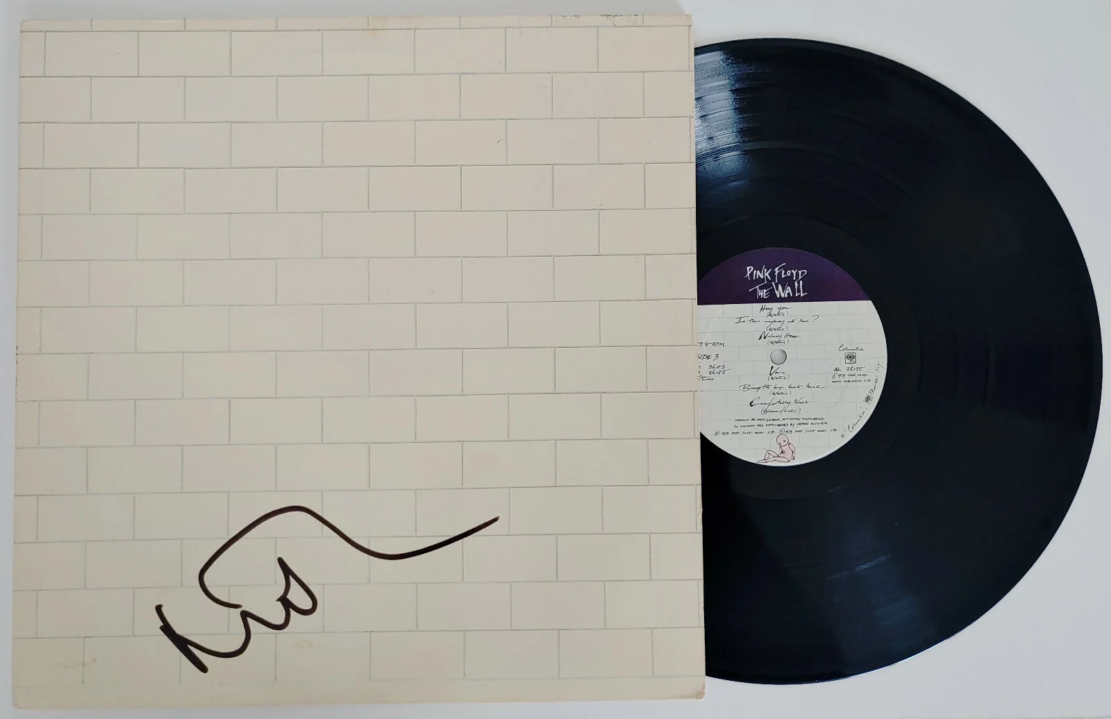 Nick Mason autographed Pink Floyd The Wall album record exact proof Beckett COA, image 4
