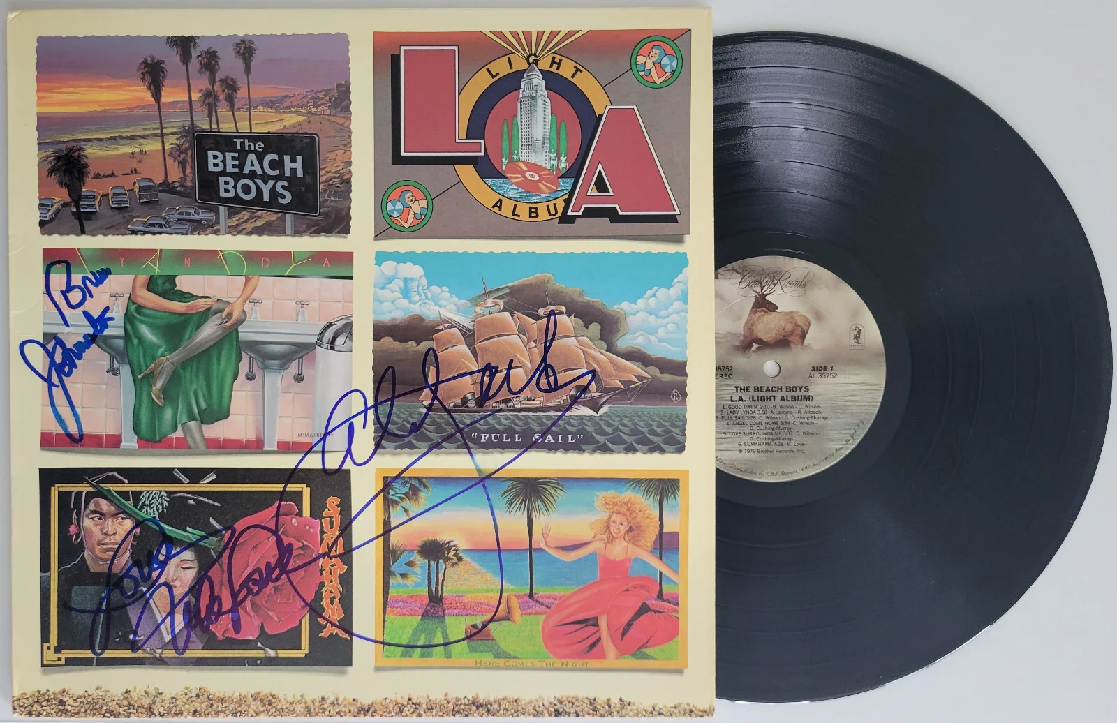 Mike Love Al Jardine Bruce Johnston signed Beach Boys L.A. album vinyl Proof COA, изображение 2