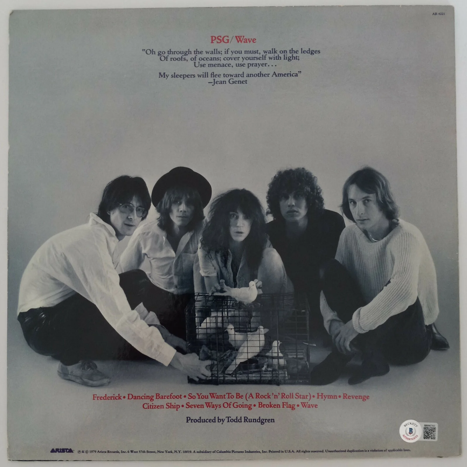 Patti Smith signed autographed Wave album vinyl record exact Proof Beckett COA, изображение 5