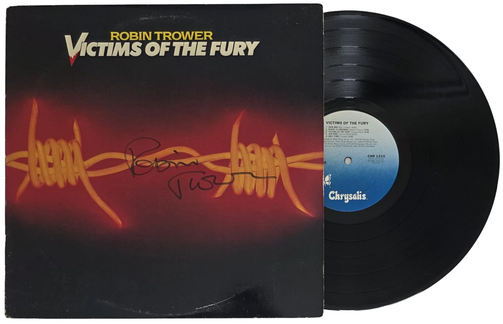 Robin Trower Signed Victims of the Fury Album COA Proof Autographed Vinyl Record, изображение 2