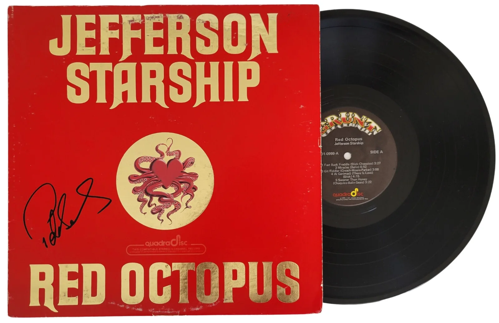 Pete Sears Signed Jefferson Starship Red Octopus Album Vinyl COA Proof auto, image 2