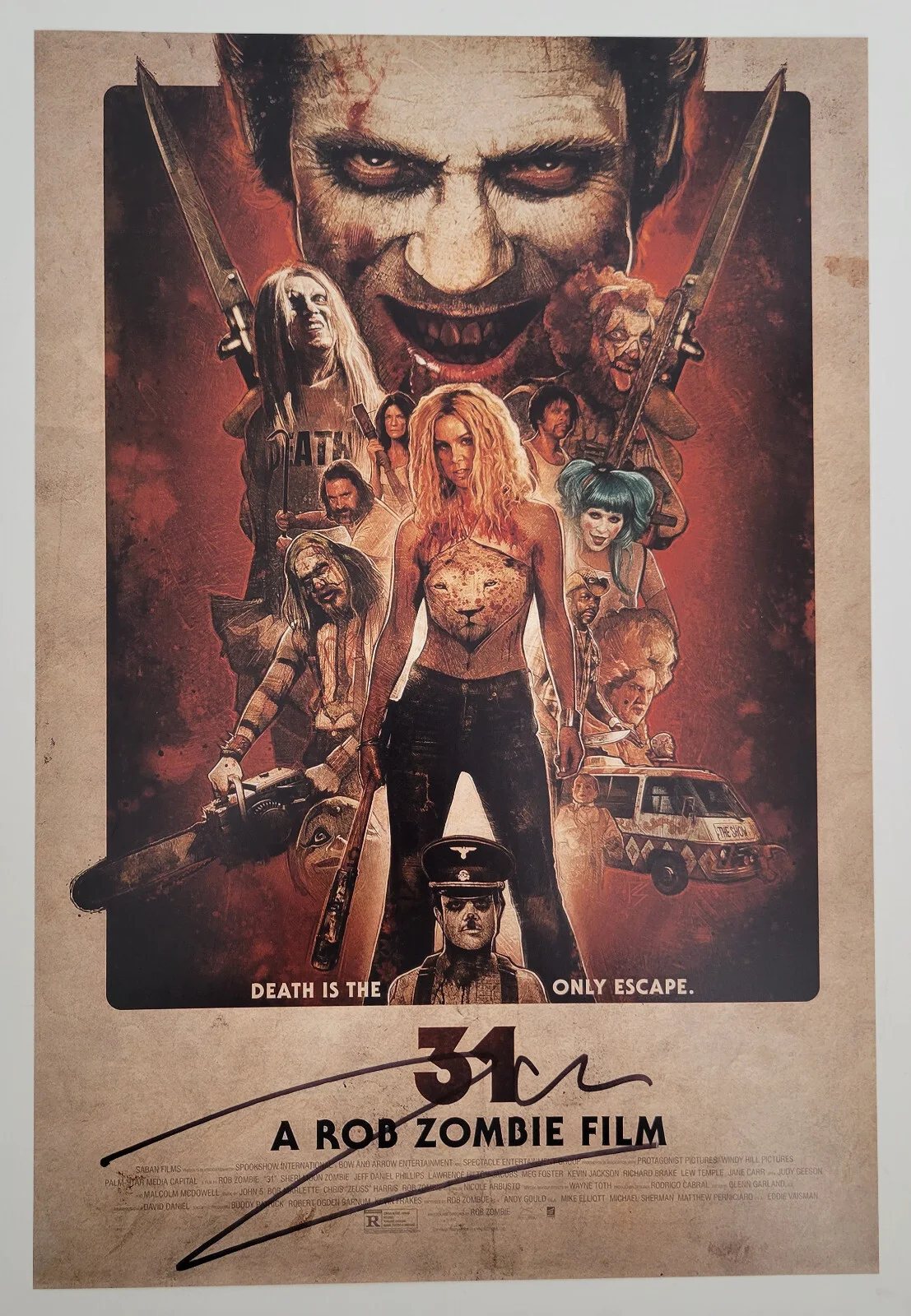 Rob Zombie — Rob Zombie signed horror film 31 12x18 movie poster photo COA exact Proof, изображение 2