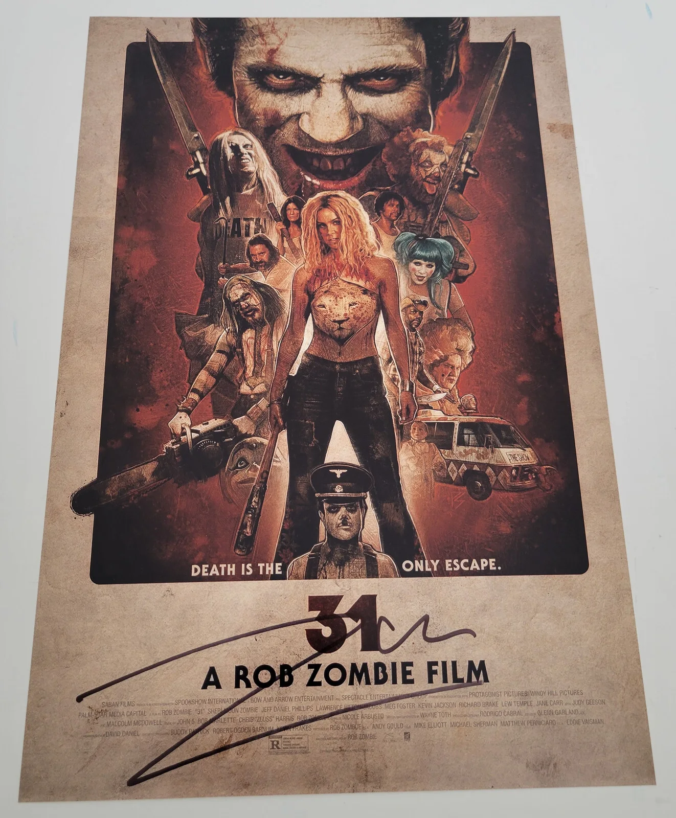 Rob Zombie — Rob Zombie signed horror film 31 12x18 movie poster photo COA exact Proof, изображение 3