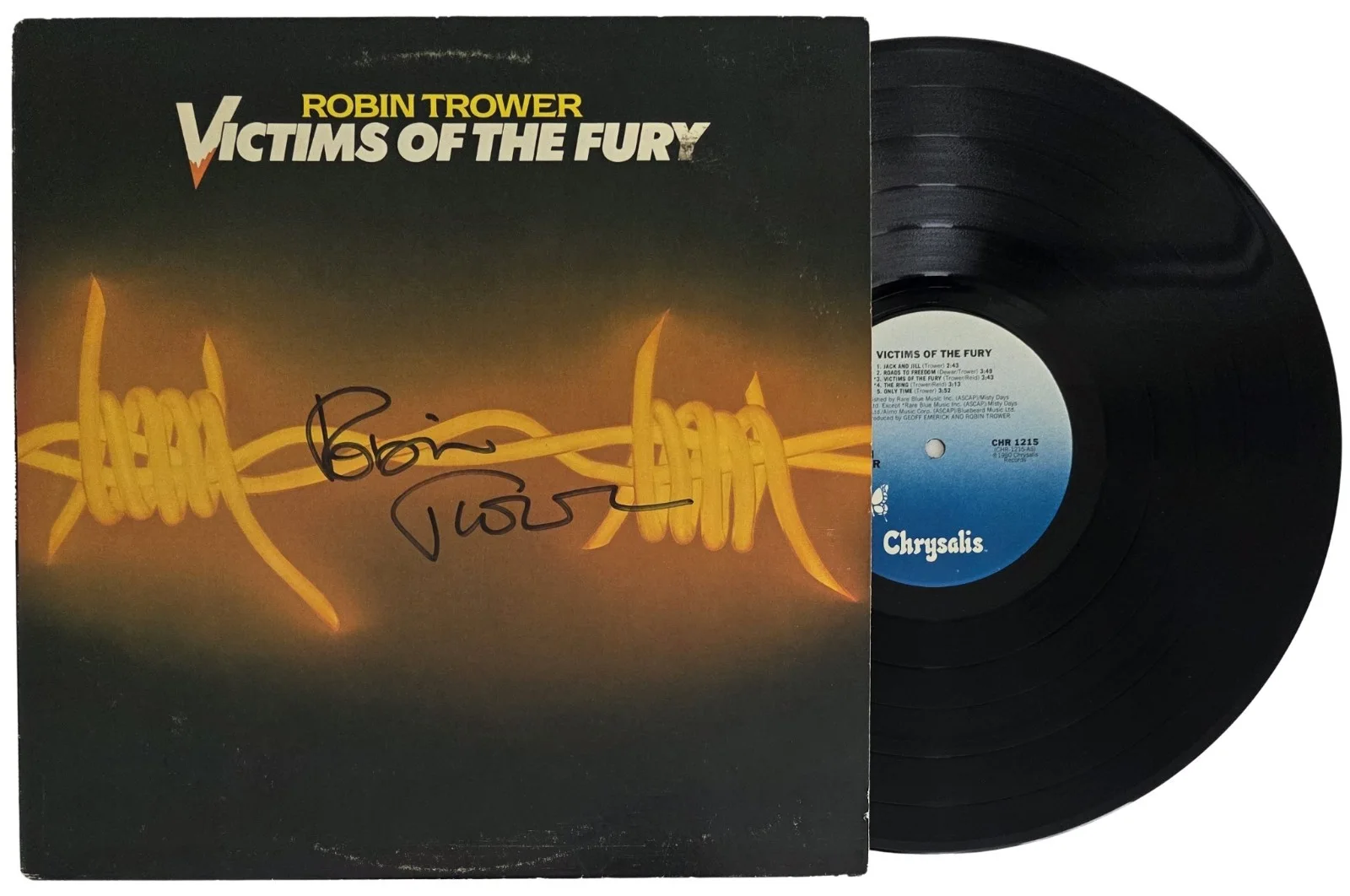 Robin Trower Signed Victims of the Fury Album COA Proof,Autographed Vinyl Record, изображение 2