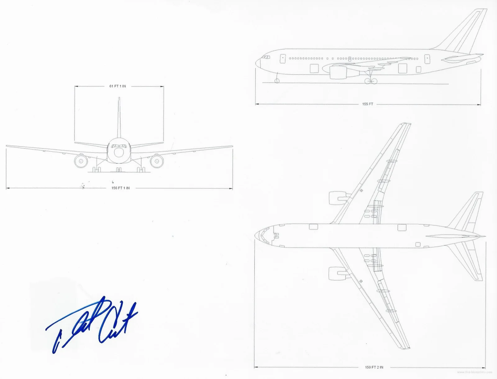 Phil Condit — Phil Condit Boeing Ceo Lead Engineer Signed 747 Blueprint 8x10 Photo COA Proof, изображение 2
