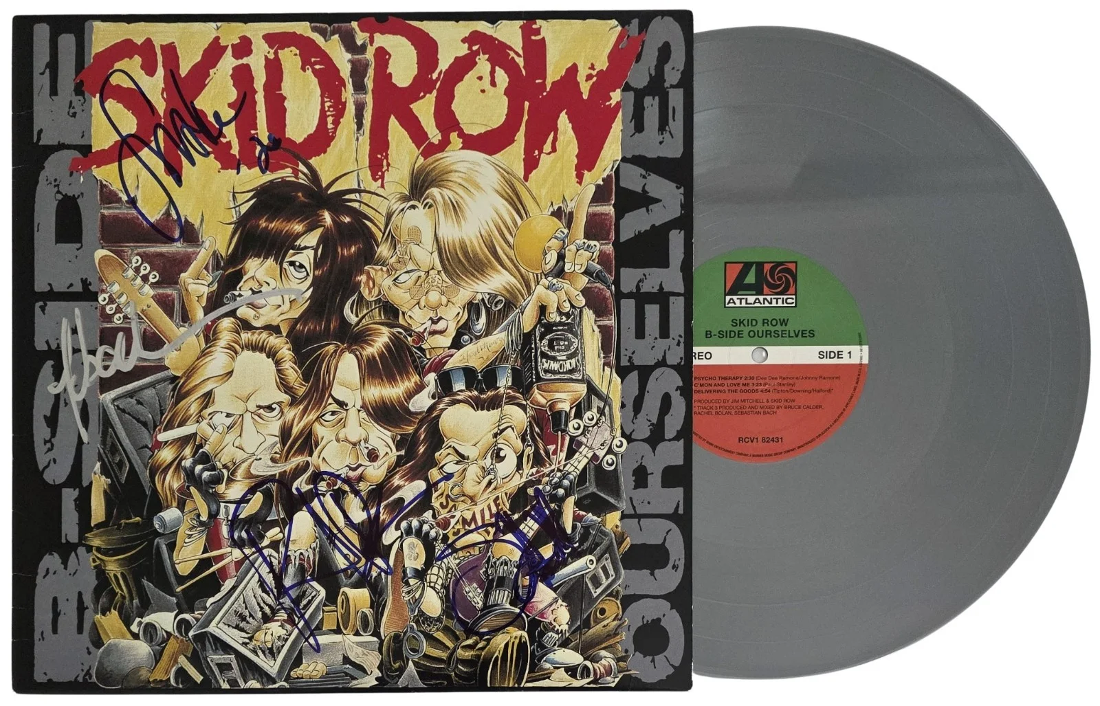 Skid Row Band Signed Album COA Proof Autographed Vinyl Sabo, Hill, Bolan, Bach, image 2