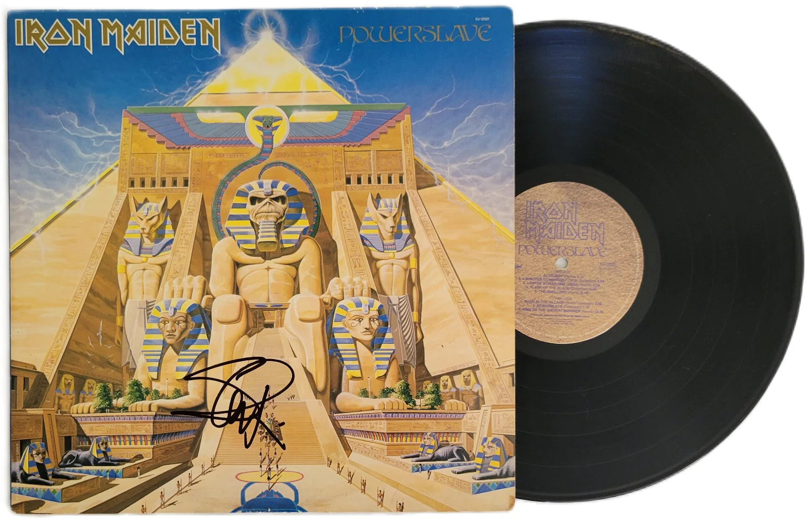 Steve Harris Signed Iron Maiden Powerslave Album COA Exact Proof Autographed, image 2