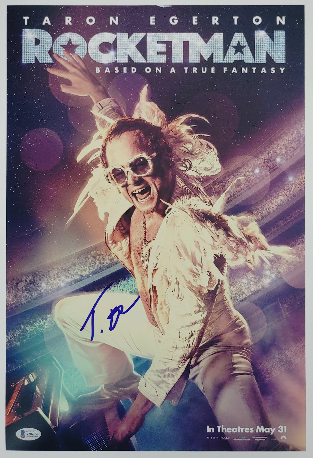 Taron Egerton — Taron Egerton autographed Rocketman 12x18 poster COA Proof Elton John Beckett, изображение 2