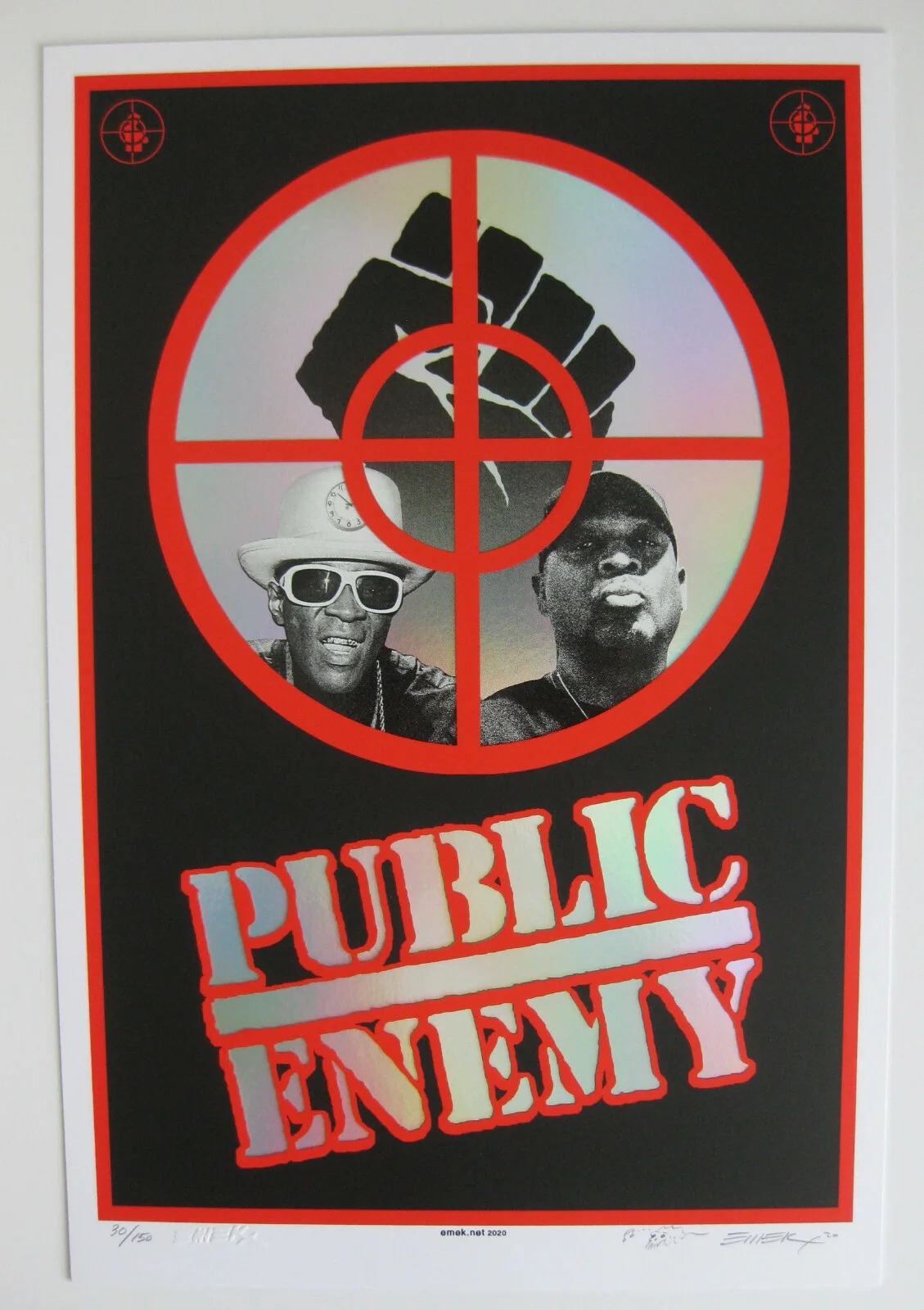 Emek Golan — Public Enemy 2020 12x18 Emek poster foil with no date The Terrordome #30 of 150